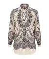 Zimmermann Crush Printed Silk Shirt In Gray