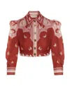 Zimmermann High Tide Cropped Printed Linen And Silk-blend Top In Red