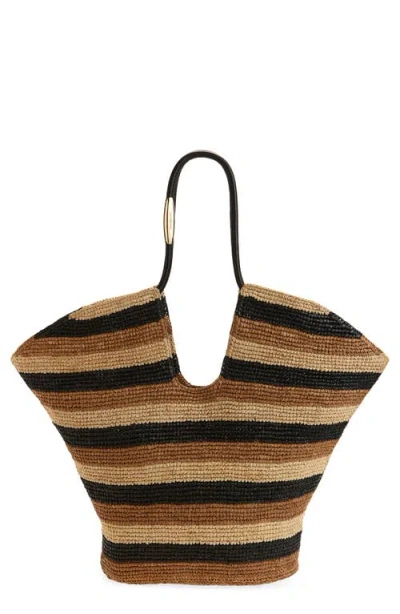 Zimmermann Large Goldentime Stripe Raffia Tote In Multi