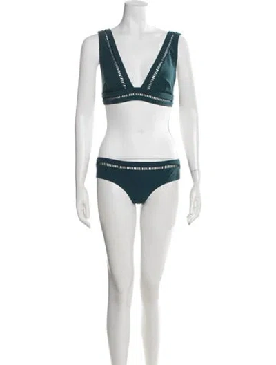 Pre-owned Zimmermann Lasercut Accents Bikini In Black