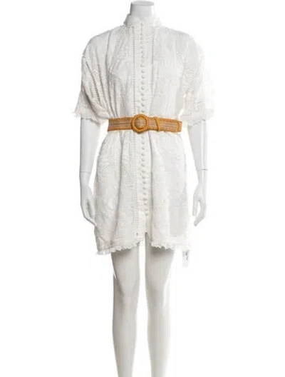Pre-owned Zimmermann Laurel Lace Mini Dress In White