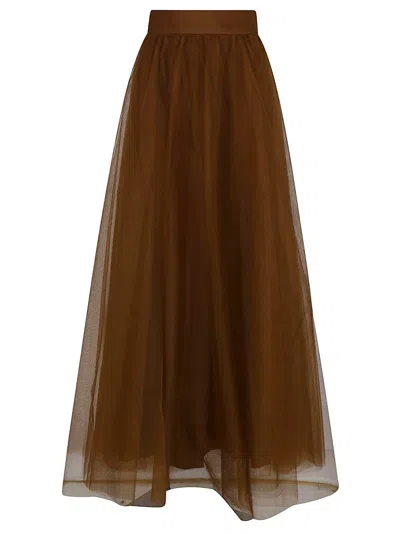 Zimmermann Layered Maxi Skirt With Flattering Fit In Brown