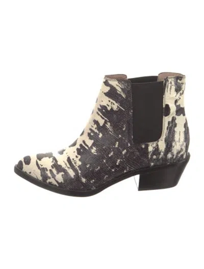 Pre-owned Zimmermann Leather Animal Print Chelsea Boots In Black/white