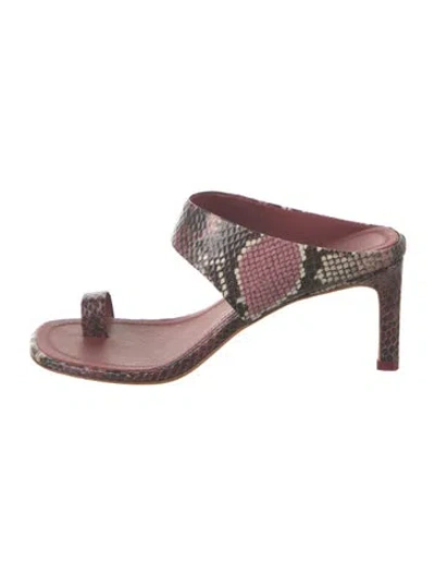 Pre-owned Zimmermann Leather Animal Print Slides In Brown