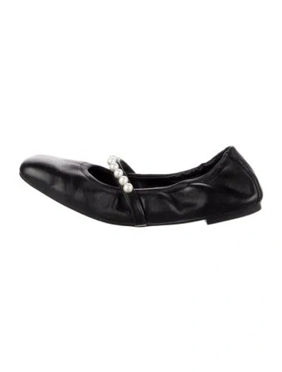 Pre-owned Zimmermann Leather Beaded Accents Mary Jane Flats In Black