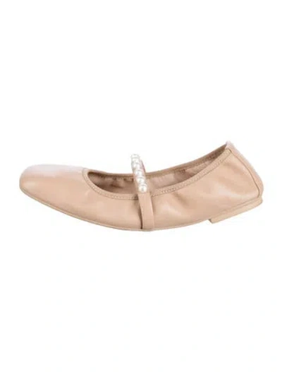 Pre-owned Zimmermann Leather Beaded Accents Mary Jane Flats In Pink