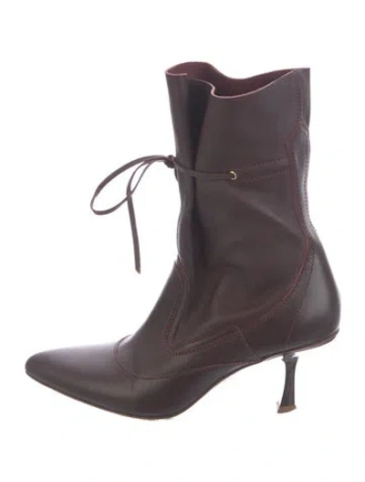 Pre-owned Zimmermann Leather Boots In Burgundy
