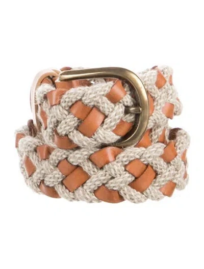 Pre-owned Zimmermann Leather Braided Accents Waist Belt In Brown