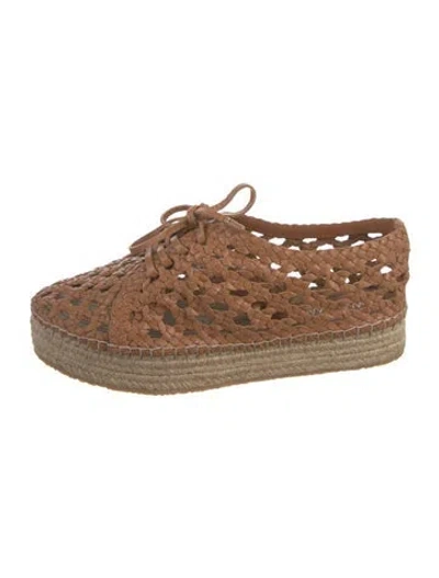 Pre-owned Zimmermann Leather Colorblock Pattern Espadrilles W/ Tags In Brown
