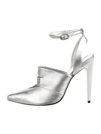 Pre-owned Zimmermann Leather Cutout Accent Slingback Pumps In Silver