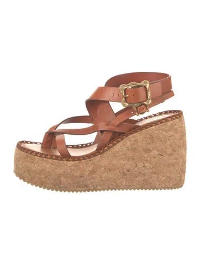 Pre-owned Zimmermann Leather Espadrilles In Brown