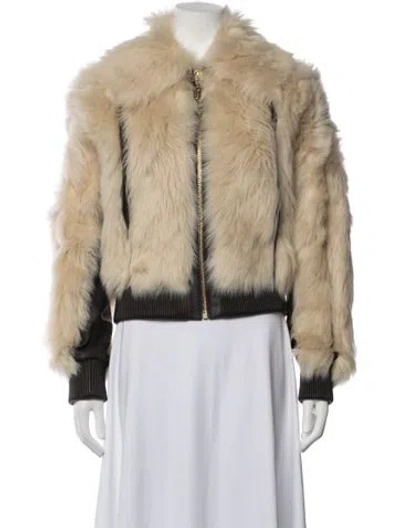 Pre-owned Zimmermann Leather Faux Fur Jacket In Neutrals