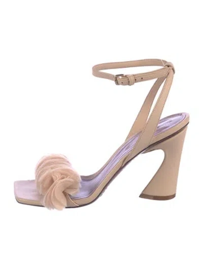 Pre-owned Zimmermann Leather Floral Print Sandals In Neutrals
