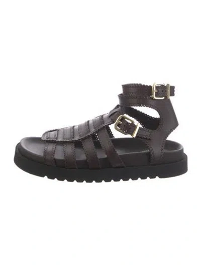 Pre-owned Zimmermann Leather Gladiator Sandals In Brown
