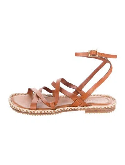 Pre-owned Zimmermann Leather Gladiator Sandals In Brown