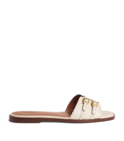 Zimmermann Leather Goldie Slides In White