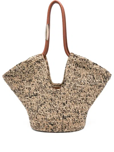 Zimmermann Leather-handle Woven Beach Bag
