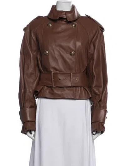 Pre-owned Zimmermann Leather Jacket W/ Tags In Brown