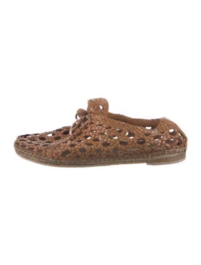 Pre-owned Zimmermann Leather Lace Pattern Espadrilles In Brown