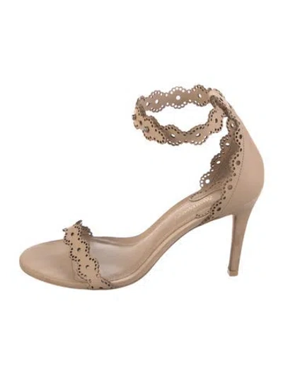 Pre-owned Zimmermann Leather Lace Pattern Sandals In Neutrals
