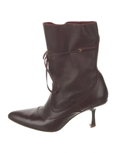 Pre-owned Zimmermann Leather Lace-up Boots In Burgundy