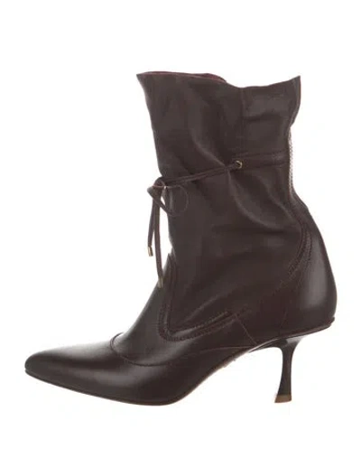 Pre-owned Zimmermann Leather Lace-up Boots In Burgundy