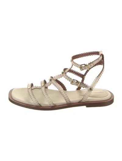 Pre-owned Zimmermann Leather Lasercut Accents Gladiator Sandals In Neutrals