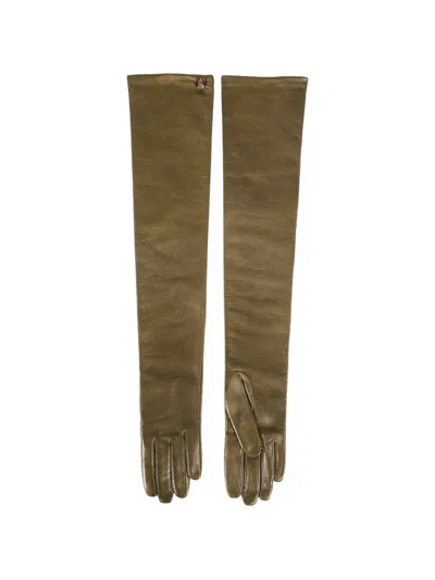 Zimmermann Leather Long Gloves In Green