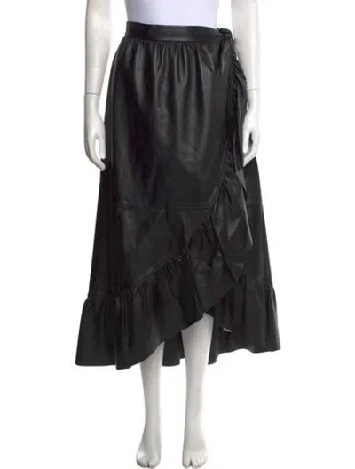 Pre-owned Zimmermann Leather Long Skirt In Black