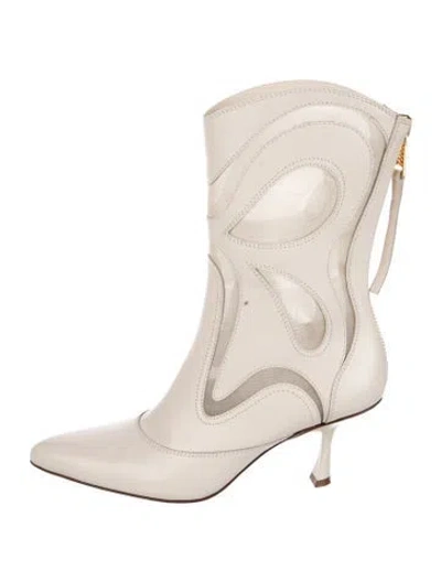 Pre-owned Zimmermann Leather Mesh Accents Boots In Neutrals