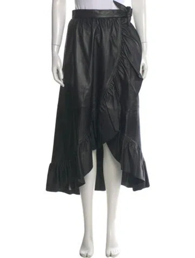 Pre-owned Zimmermann Leather Midi Length Skirt In Black