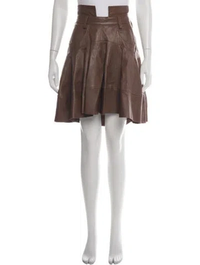 Pre-owned Zimmermann Leather Mini Skirt In Brown