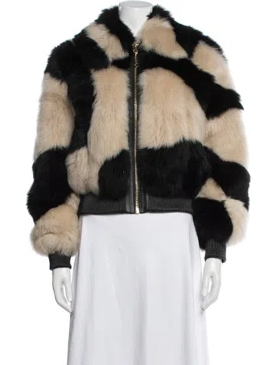 Pre-owned Zimmermann Leather Patterned Bomber Jacket W/ Tags In Black