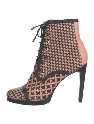 Pre-owned Zimmermann Leather Patterned Lace-up Boots In Multi