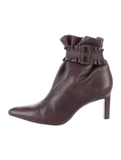 Pre-owned Zimmermann Leather Ruffle Embellishment Boots In Burgundy