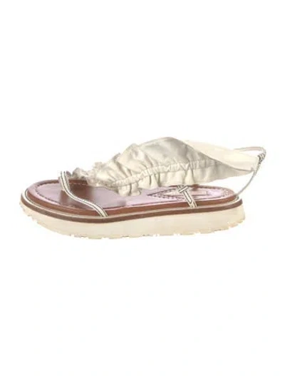 Pre-owned Zimmermann Leather Ruffle Embellishment Sandals In White