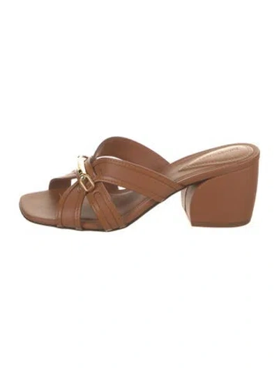Pre-owned Zimmermann Leather Slides In Neutral