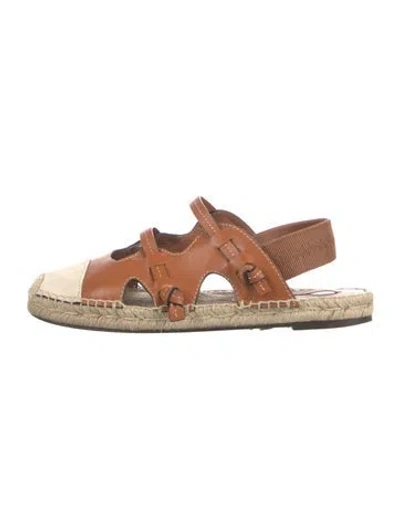 Pre-owned Zimmermann Leather Slingback Flats In Brown