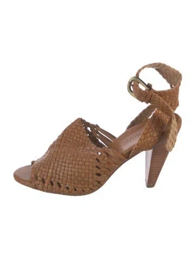 Pre-owned Zimmermann Leather Slingback Sandals In Brown