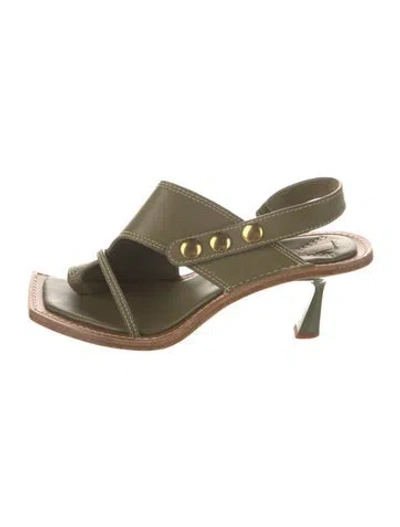 Pre-owned Zimmermann Leather Slingback Sandals In Green
