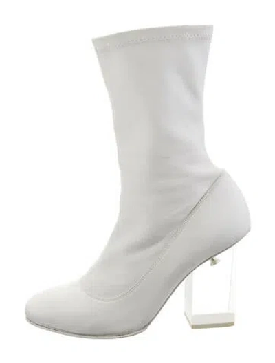 Pre-owned Zimmermann Leather Sock Boots In White