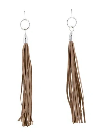 Pre-owned Zimmermann Leather Tassel Drop Earrings In Multi
