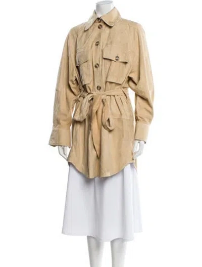 Pre-owned Zimmermann Leather Trench Coat W/ Tags In Neutral
