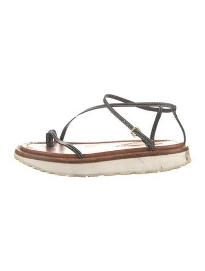 Pre-owned Zimmermann Leather T-strap Sandals In Black