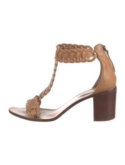 Pre-owned Zimmermann Leather T-strap Sandals In Brown