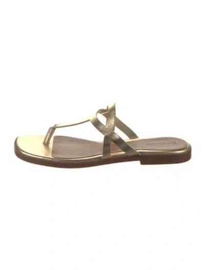 Pre-owned Zimmermann Leather T-strap Sandals In Gold