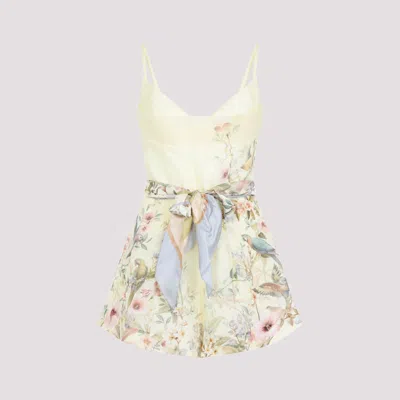 Zimmermann Lemon Yellow Linen Rebellion Fitted Playsuit