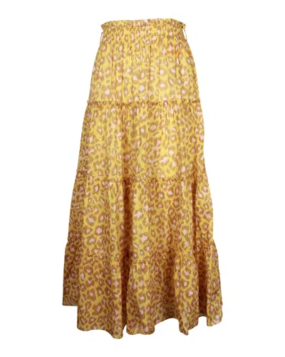 Zimmermann Leopard-print Maxi Skirt In Yellow Cotton