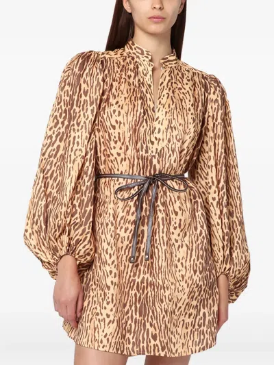 ZIMMERMANN LEOPARD-PRINT PUFF-SLEEVE MINI DRESS