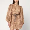 Zimmermann Leopard Print Short Dress In Linen